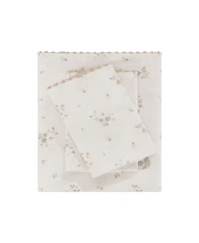 Sunham Callie Floral 200-thread Count 4-pc. Sheet Set, Queen In White