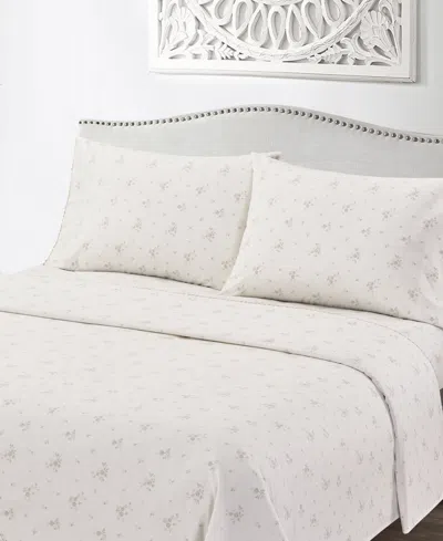 Sunham Callie Floral 200-thread Count 4-pc. Sheet Set, Queen In White