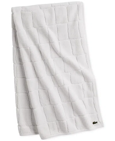 Lacoste Home Heritage Croc Scale Cotton Bath Towel, 30" X 56" In White