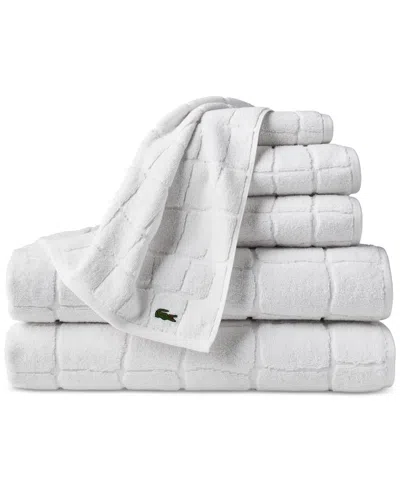 Lacoste Home Heritage Croc Scale Cotton Bath Towel, 30" X 56" In White