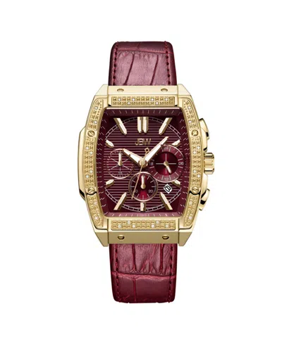 Jbw Echelon Diamond Chronograph Croc Embossed Leather Strap Watch, 41mm In Burgundy