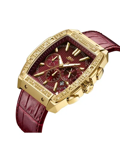 Jbw Echelon Diamond Chronograph Croc Embossed Leather Strap Watch, 41mm In Burgundy