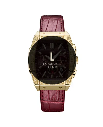Jbw Echelon Diamond Chronograph Croc Embossed Leather Strap Watch, 41mm In Burgundy