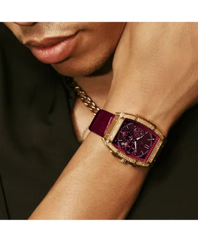 Jbw Echelon Diamond Chronograph Croc Embossed Leather Strap Watch, 41mm In Burgundy