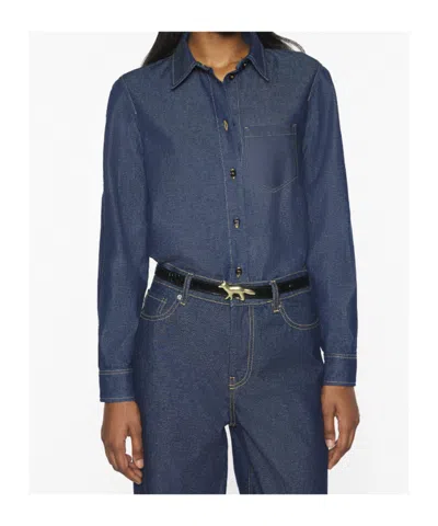 Maison Kitsuné Designed Back Fitted Shirt In Purple