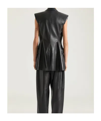 Givenchy Double-breasted Sleeveless Jacket In Leather In Black