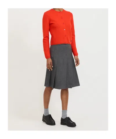 Dunst Gray Pleats Midi Skirt In Black
