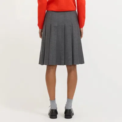 Dunst Gray Pleats Midi Skirt In Black