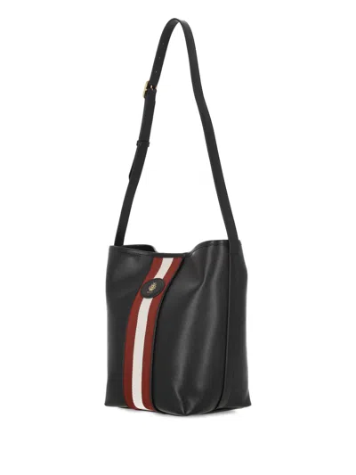 Bally Stripe-detail Shoulder Bag In Black