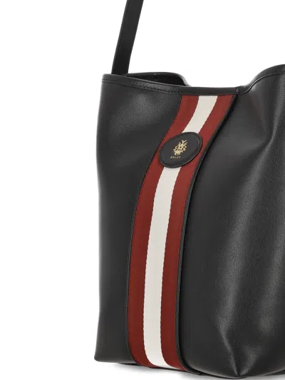 Bally Stripe-detail Shoulder Bag In Black