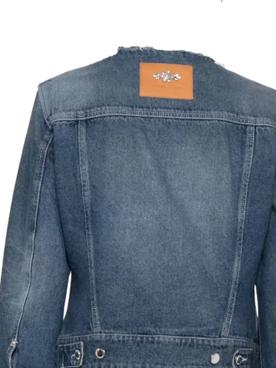 Simone Rocha Embellished Fitted Waist Denim Jacket In Blue