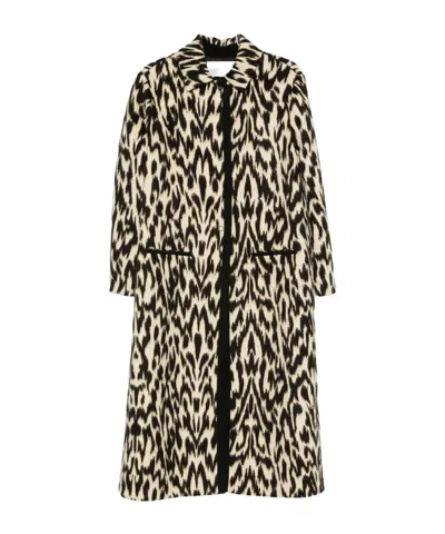 Forte Forte Long Animal Print Coat Featuring Pockets In Animal Print