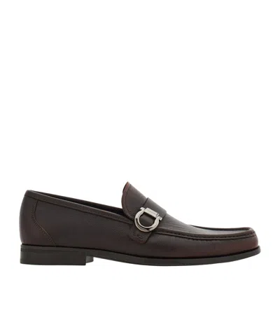 Ferragamo Moccasin With Gancini Ornament In Brown