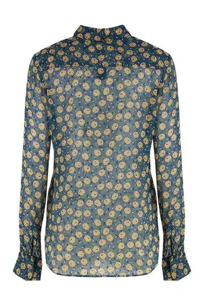 Aspesi Floral Print Long Sleeve Shirt In Multi
