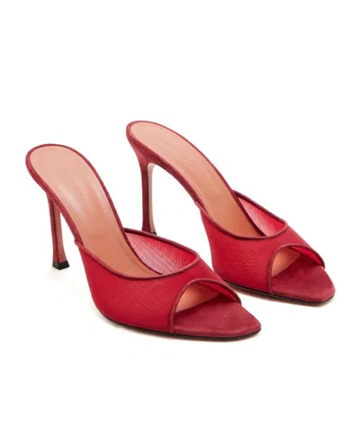 Amina Muaddi Alexa Slipper 95 In Ruby Mesh In Red