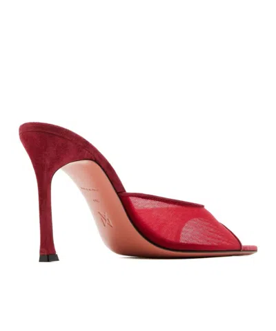 Amina Muaddi Alexa Slipper 95 In Ruby Mesh In Red