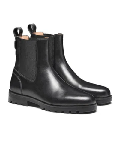 Santoni Elastic-panel Leather Boots In Black