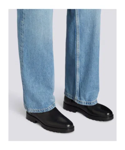 Santoni Elastic-panel Leather Boots In Black