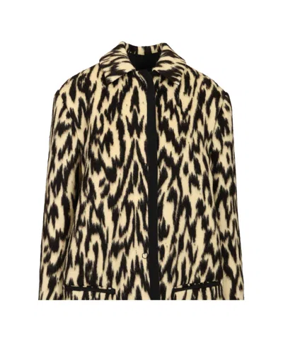 Forte Forte Long Animal Print Coat Featuring Pockets In Black