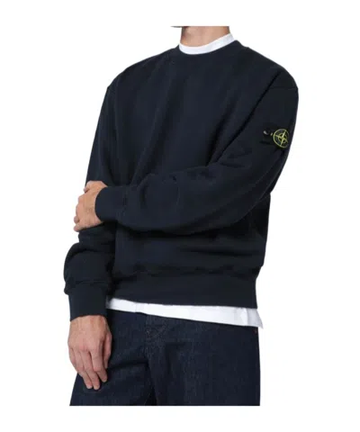 Stone Island Oversized Navy Blue Crewneck Sweatshirt In Blue