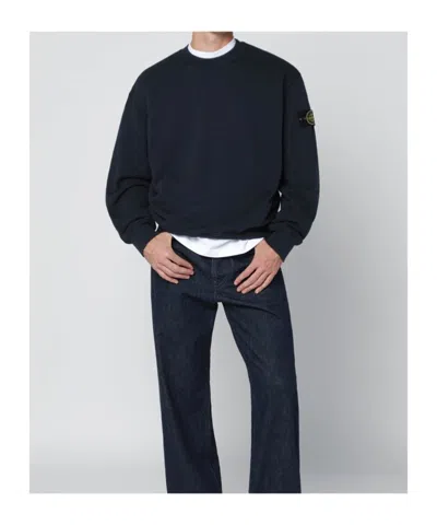 Stone Island Oversized Navy Blue Crewneck Sweatshirt In Blue