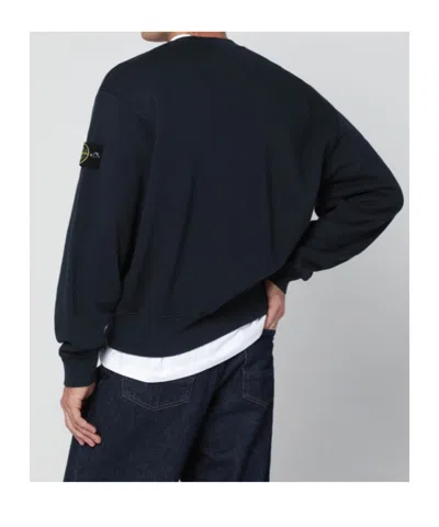 Stone Island Oversized Navy Blue Crewneck Sweatshirt In Blue
