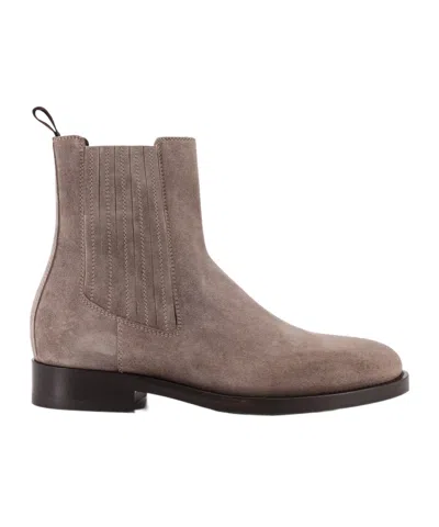 Brunello Cucinelli Men Chelsea Boot Suede Ankle Boots In Brown