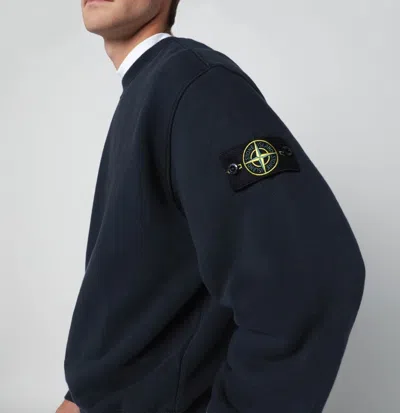 Stone Island Oversized Navy Blue Crewneck Sweatshirt In Blue