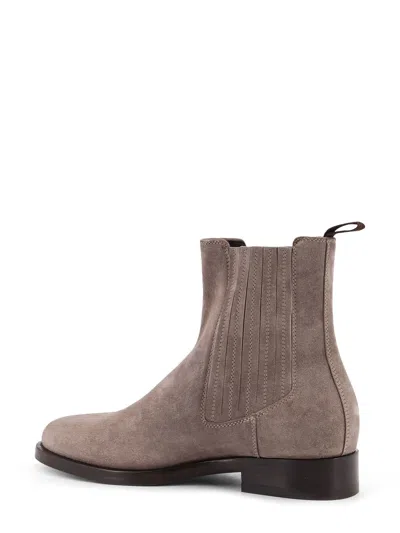 Brunello Cucinelli Men Chelsea Boot Suede Ankle Boots In Brown