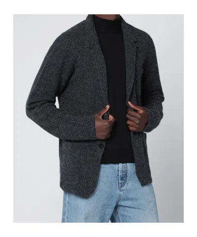 Roberto Collina Anthracite Grey Jacket-style Cardigan In Black