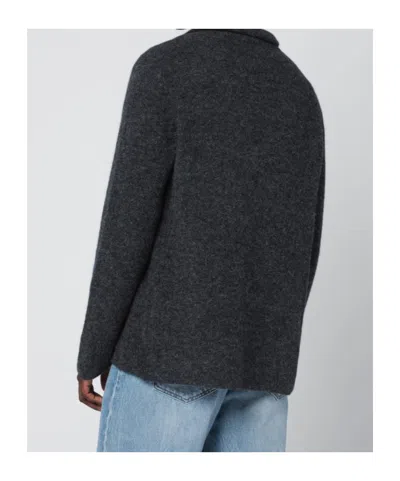 Roberto Collina Anthracite Grey Jacket-style Cardigan In Black