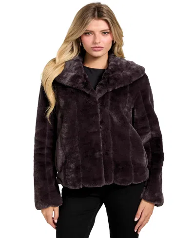 Guess New Sophy Faux Fur Jacket In Brown