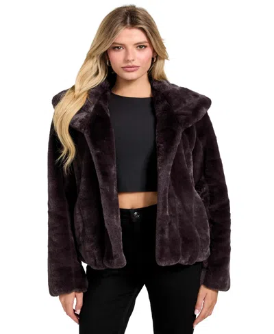 Guess New Sophy Faux Fur Jacket In Brown