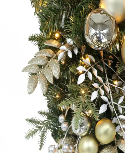 Puleo 28" Pre-lit Adorned Artificial Banister Swag In Multi