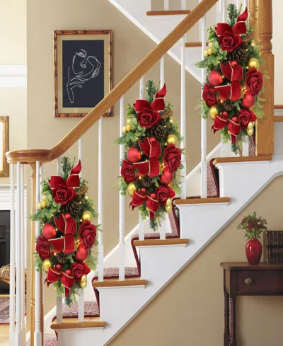 Puleo 28" Artificial Pre-lit Adorned Banister Swag In Multi