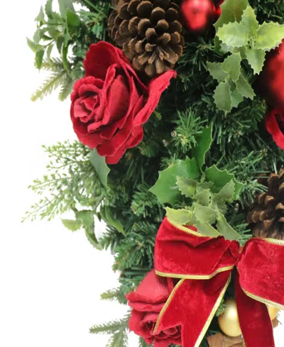 Puleo 28" Artificial Pre-lit Adorned Banister Swag In Multi