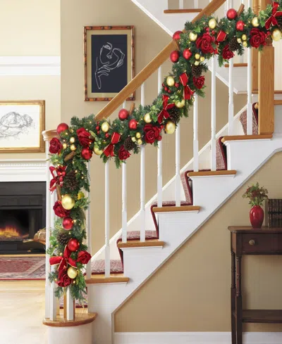 Puleo 10" Pre-lit Artificial Adorned Battery-operated Garland In Multi