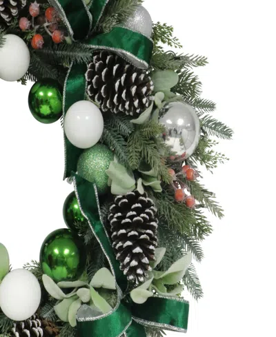 Puleo 26" Pre-lit Artificial Adorned Christmas Wreath In Green