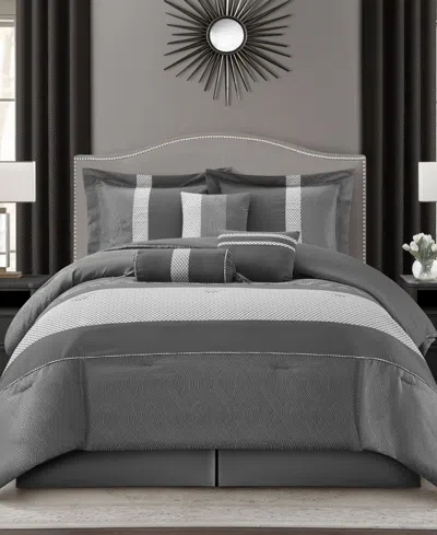 Stratford Park Corell Black 7-pc. Comforter Set, Queen In Gray
