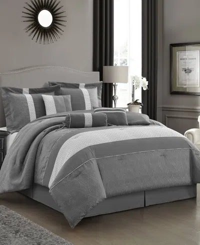 Stratford Park Corell Black 7-pc. Comforter Set, Queen In Gray