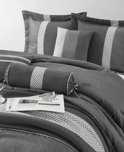 Stratford Park Corell Black 7-pc. Comforter Set, Queen In Gray