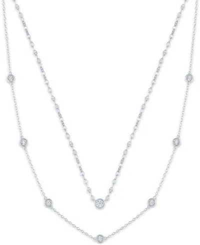 Macy's 2-pc. Diamond Necklace Set (1/6 Ct. T.w.) In 14k Yellow Gold Over Sterling Silver Or Sterling Silver In Metallic