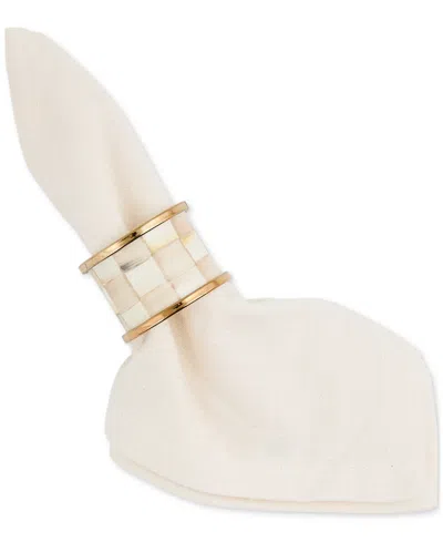 Mackenzie-childs Mocha Check Napkin Rings, Set Of 4 In Neutral