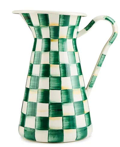 Mackenzie-childs Emerald Check Large Practical Pitcher In Green