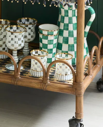 Mackenzie-childs Emerald Check Large Practical Pitcher In Green