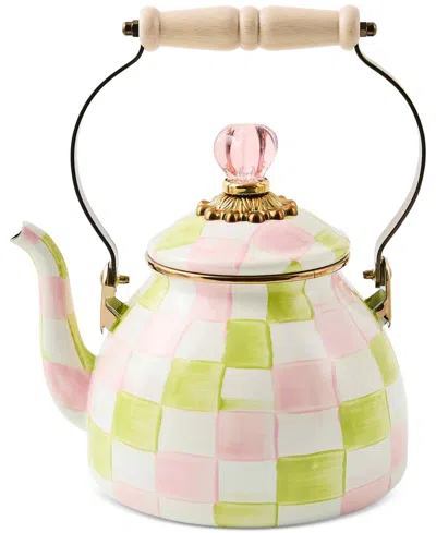Mackenzie-childs Palm Beach Check Enameled 2-quart Tea Kettle In Multi