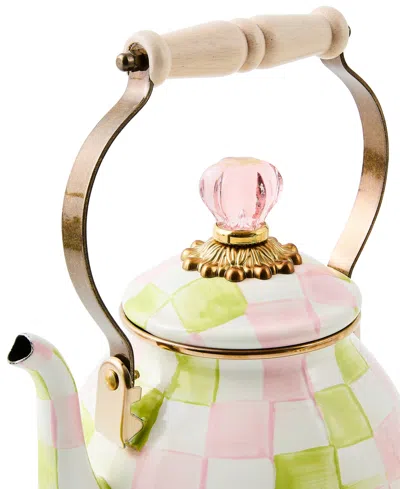Mackenzie-childs Palm Beach Check Enameled 2-quart Tea Kettle In Multi