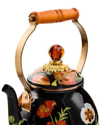 Mackenzie-childs Poppy Enameled 2-quart Tea Kettle In Black