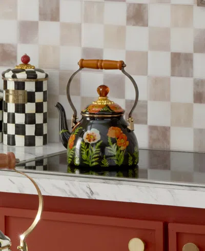Mackenzie-childs Poppy Enameled 2-quart Tea Kettle In Black