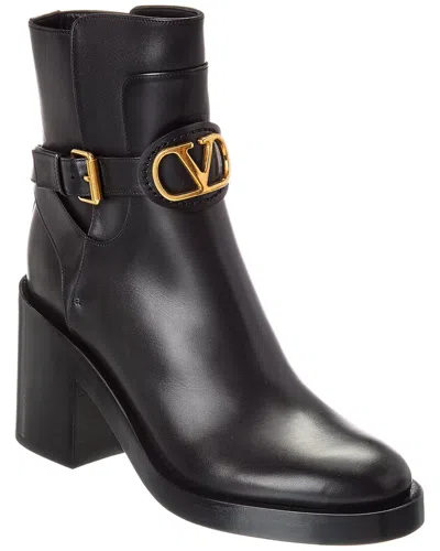 Valentino Garavani Valentino Vlogo 75 Leather Bootie In Black